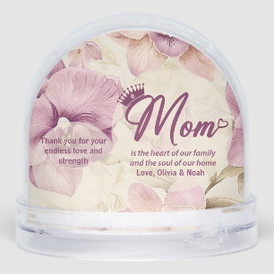 Best Mom Ever Heart Flowers Photo crown Snow Globe