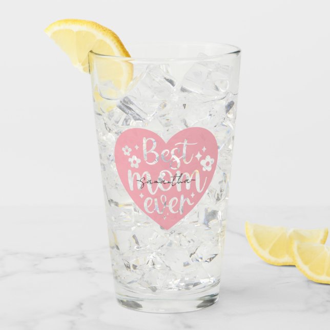 Best Mom Ever Heart Glass (Front Ice)