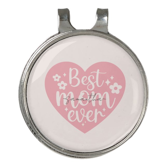 Best Mom Ever - Heart Golf Hat Clip (Front)