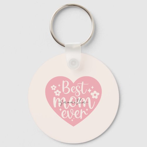 Best Mom Ever Heart Keychain