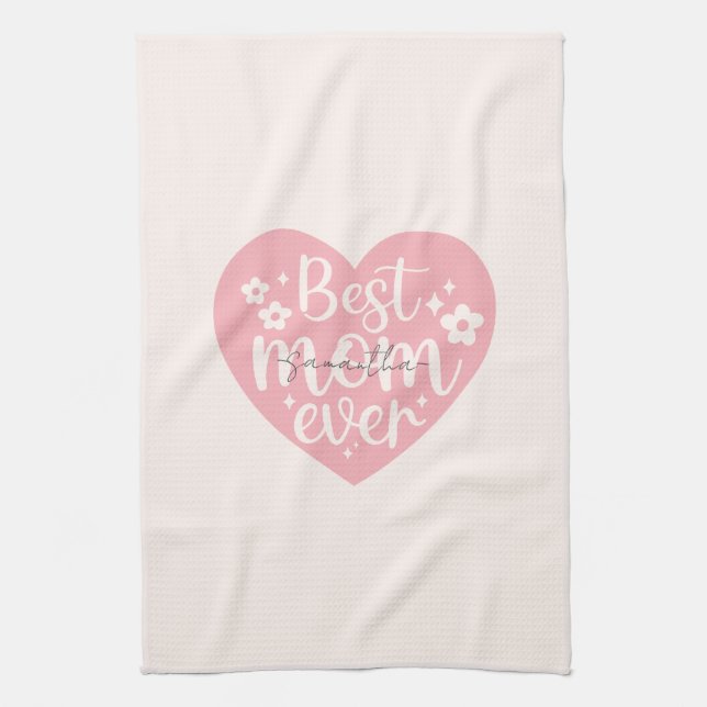 Best Mom Ever - Heart Kitchen Towel (Vertical)