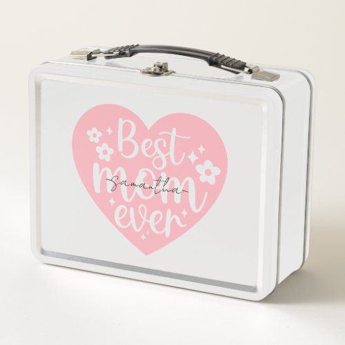 Best Mom Ever Heart Metal Lunch Box