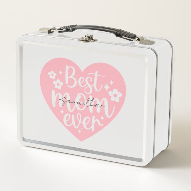 Best Mom Ever Heart Metal Lunch Box (Front)