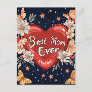 Best Mom Ever Heart Mother’s Day Holiday Postcard
