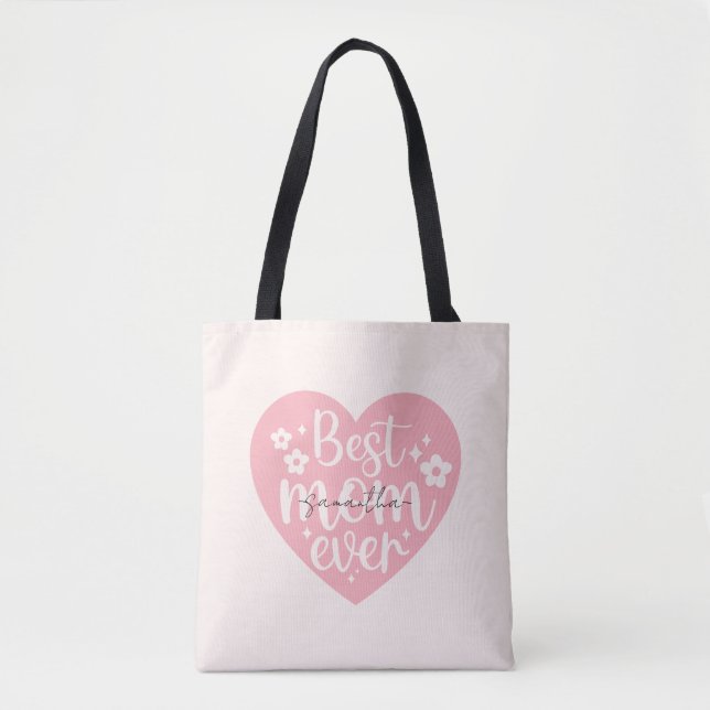 Best Mom Ever - Heart Tote Bag (Front)