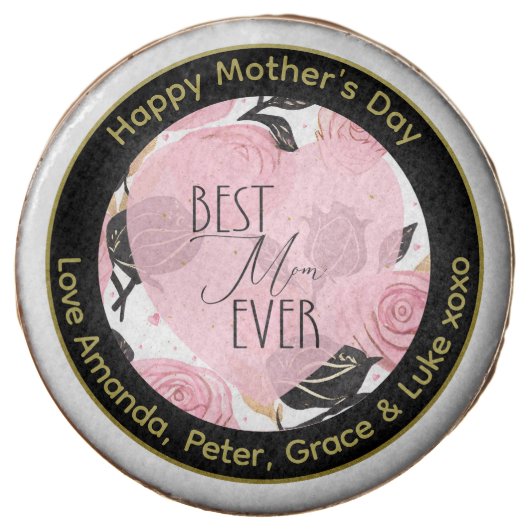 Best Mom Ever Hearts and Roses Chocolate Covered Oreo (Front)