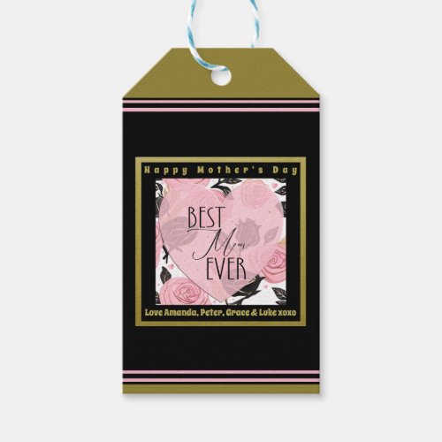 Best Mom Ever Hearts and Roses Gift Tags