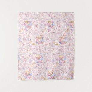 Best Mom Ever Kawaii Pastel Pattern Tapestry