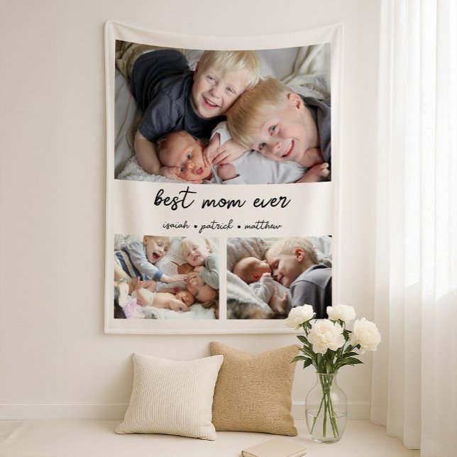 Best Mom Ever Kids Names Fleece Blanket (Creator Uploaded)
