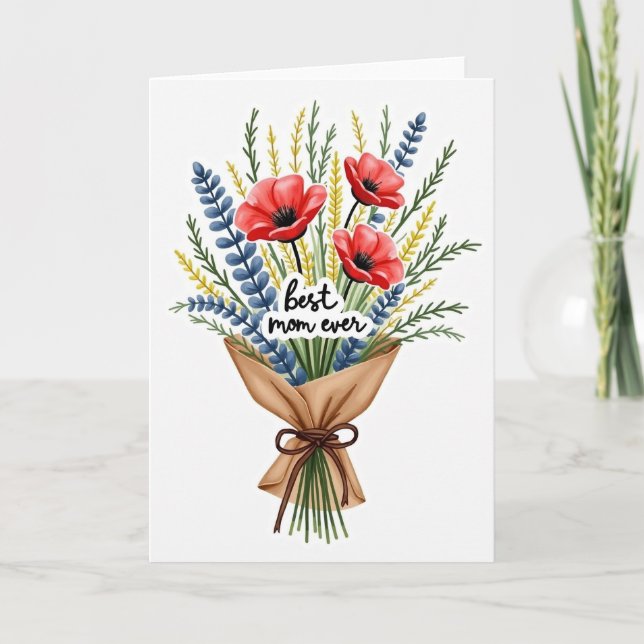 Best Mom Ever Kraft Paper Look Card (Front)