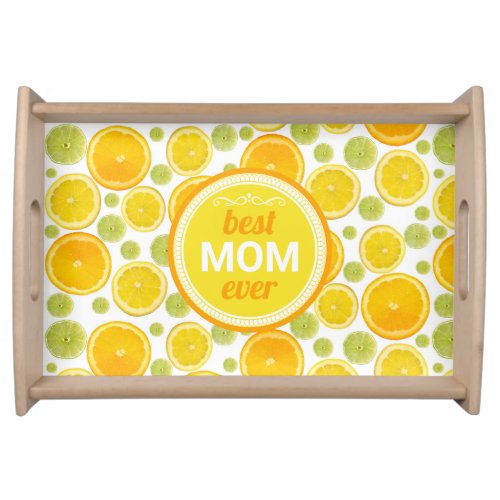 Best mom ever lemon pattern serving tray
