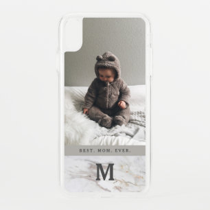 Best Mom Ever Marble Monogram Custom Photo iPhone XS Max Case