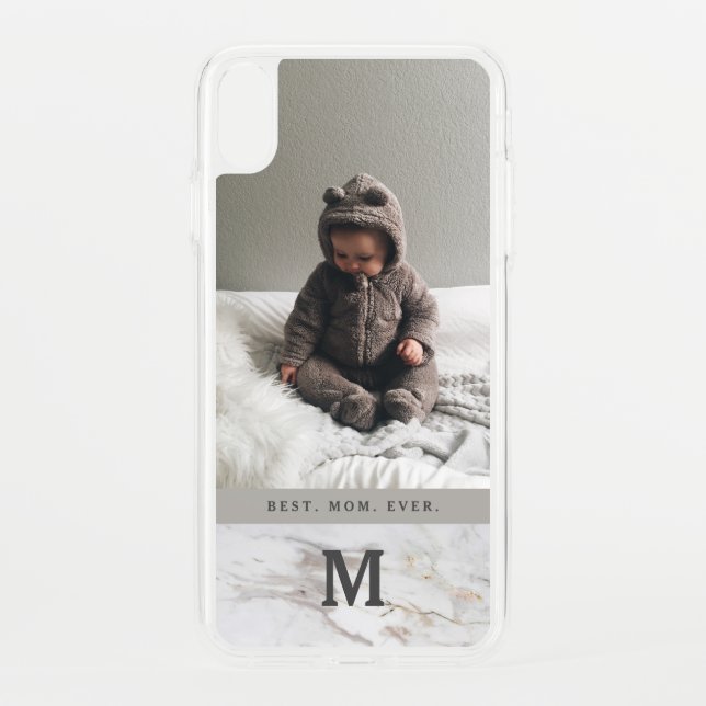 Best Mom Ever Marble Monogram Custom Photo Uncommon iPhone Case (Back)