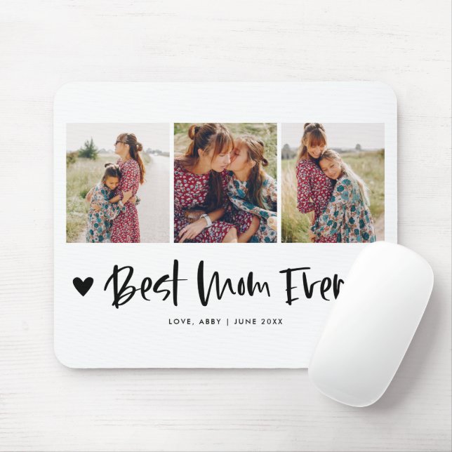 Best Mom Ever Minimalist Photo Collage  Mouse Pad (With Mouse)