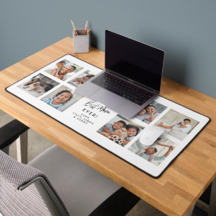 Best Mom Ever Modern 9 Photo Collage Grid Desk Mat