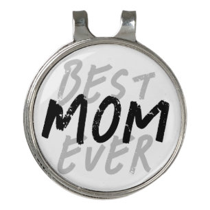 Best Mom Ever Modern Black and Gray Grunge Golf Hat Clip