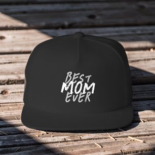 Best Mom Ever Modern Black and Gray Grunge Snap Back Hat