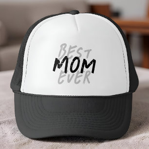Best Mom Ever Modern Black and Gray Grunge Trucker Hat