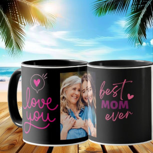 Best Mom Ever Modern Black Photo Mother's Day Mug