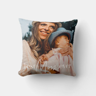 Best Mom Ever Modern Classic Simple Elegant Photo Throw Pillow