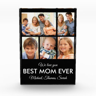 Best Mom Ever Modern Custom Photo Collage Block