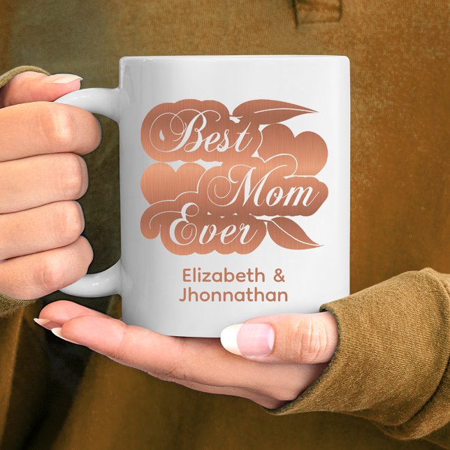 Best Mom Ever Modern Cute Kids Names Mother's Day Coffee Mug (Creator Uploaded)