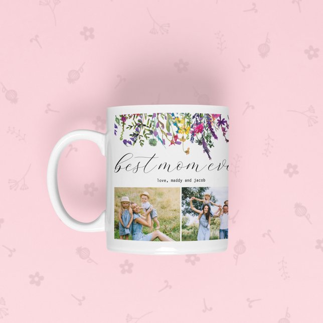 Best Mom Ever Modern Four Photo Coffee Mug (Creator Uploaded)