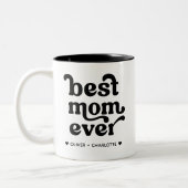 Best Mom Ever Modern Mommy Kids Names Mother's Day Two-Tone Coffee Mug (Left)