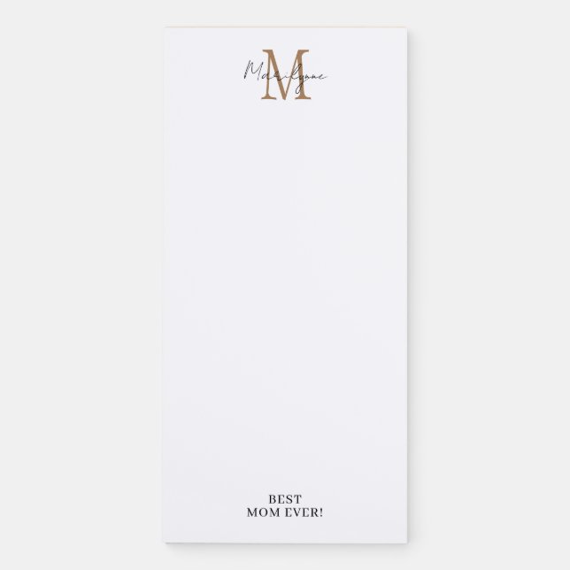 Best Mom Ever Modern Monogram Magnetic Notepad (Front)