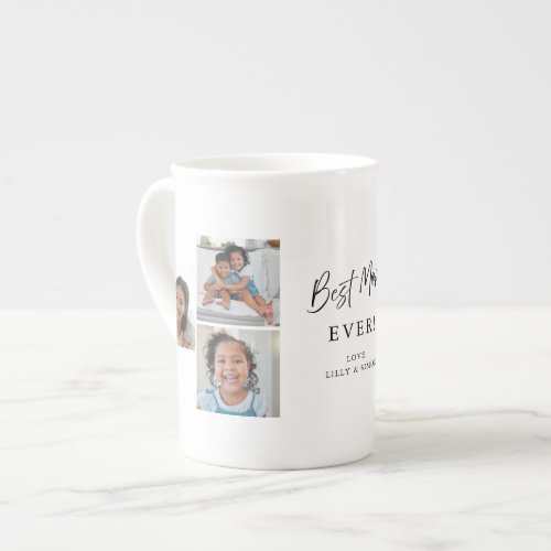 Best Mom Ever Modern Multi‑Photo Keepsake Elegant Bone China Mug