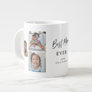 Best Mom Ever Modern Multi‑Photo Keepsake Giant Coffee Mug