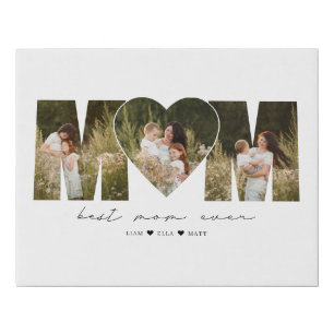 Best Mom Ever Modern Photo Collage Gift For Mother Faux Canvas Print