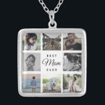 Best Mom Ever Modern Photo Collage Instagram Silver Plated Necklace<br><div class="desc">Perfect gift for Mother's Day: A sweet design featuring script and modern typography saying "Best Mom Ever" surrounded by your favorite pictures.</div>