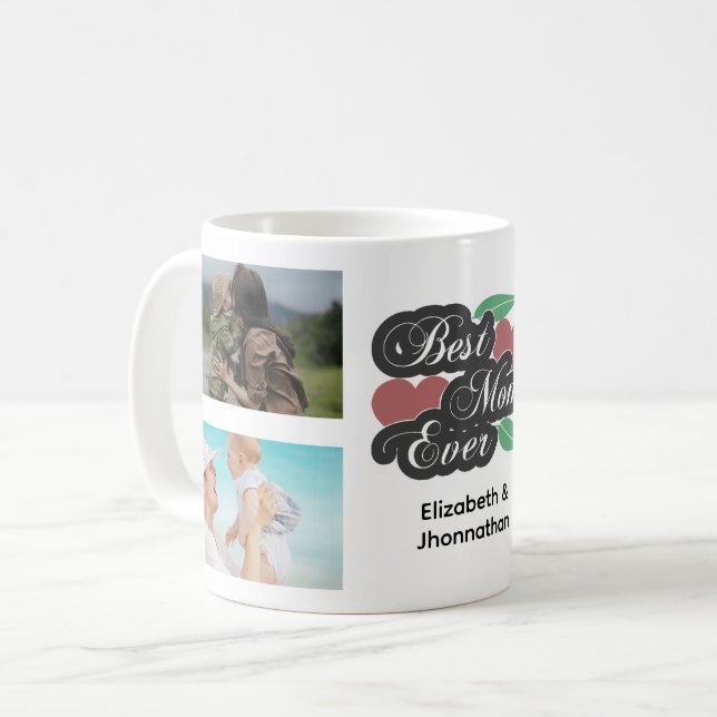 Best Mom Ever Modern Photo Collage Mother's Day Coffee Mug (Front Left)
