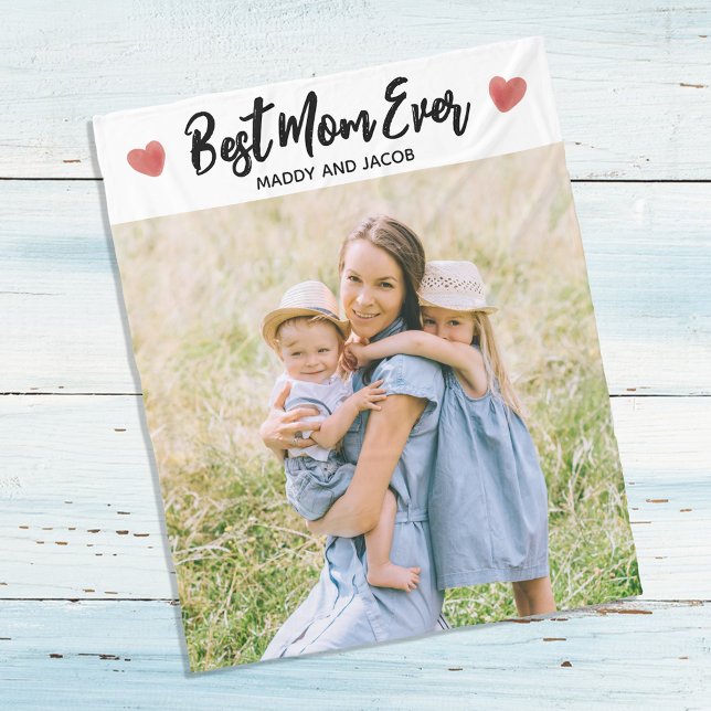 Best Mom Ever Modern Photo Fleece Blanket (Creator Uploaded)
