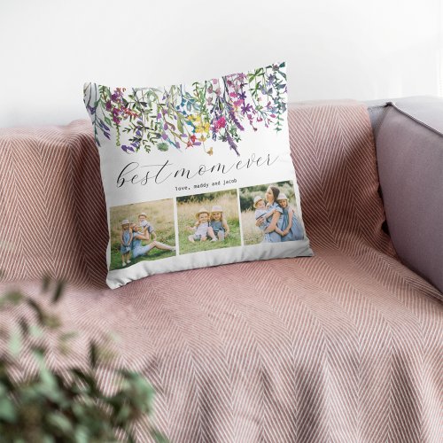 Best Mom Ever Modern Photo Throw Pillow