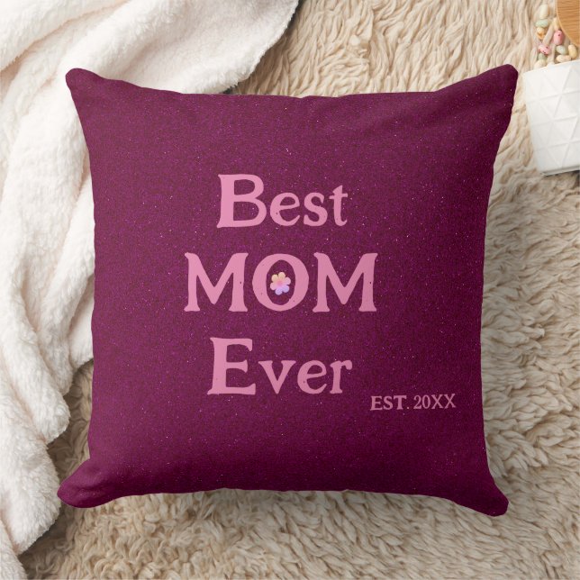 best mom ever modern retro solid mothers day  throw pillow (Blanket)