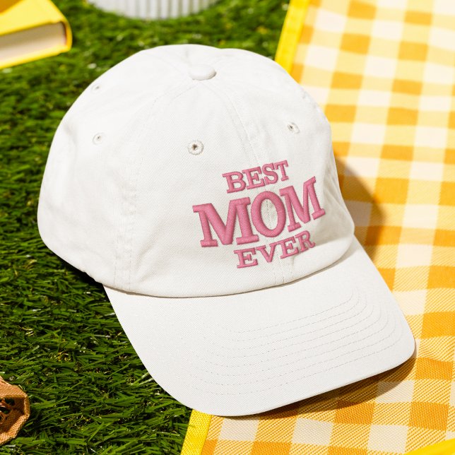 Best Mom Ever Modern Typography Custom Embroidered Baseball Cap (Creator Uploaded)