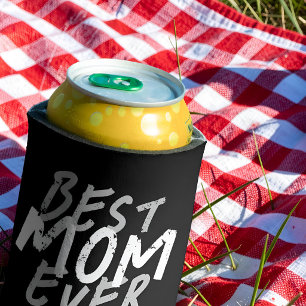 Best Mom Ever Modern White and Gray Grunge Can Cooler