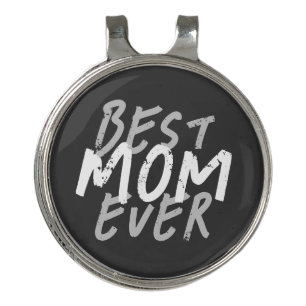 Best Mom Ever Modern White and Gray Grunge Golf Hat Clip