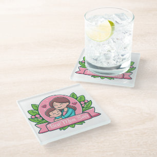 Best Mom Ever, Mom And Child, Custom Glass Coaster