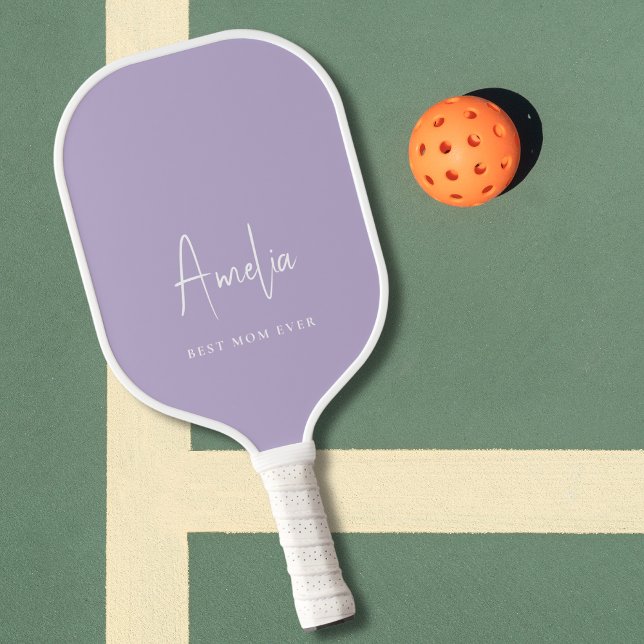 Best Mom Ever Monogram Script Lavender Pickleball Paddle (Creator Uploaded)