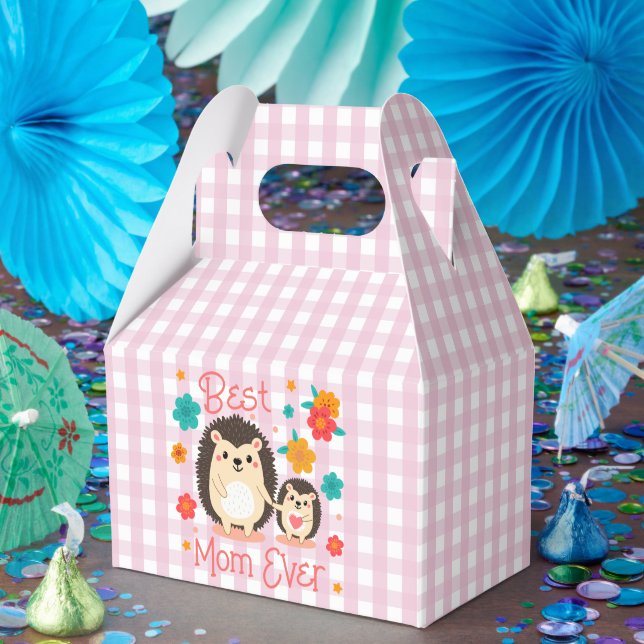 Best Mom Ever Mother And Baby Hedgehog  Favor Boxes (Party)