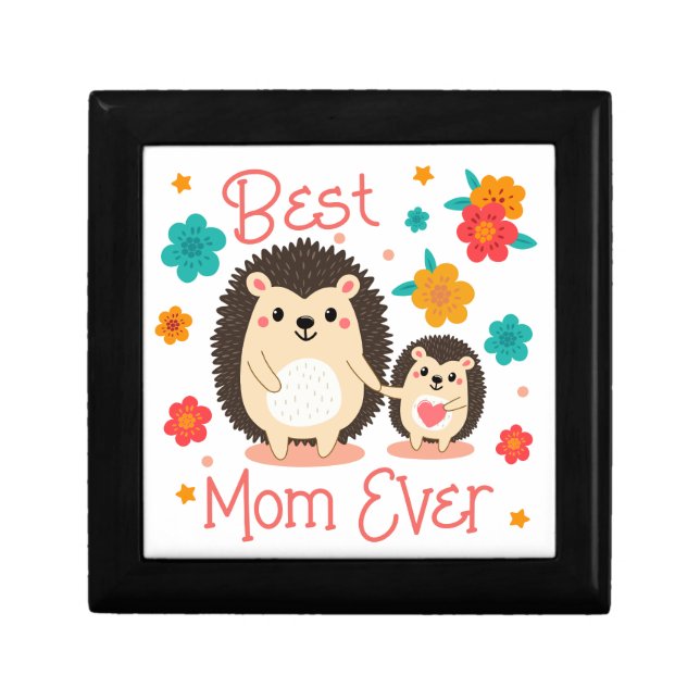 Best Mom Ever Mother And Baby Hedgehog  Gift Box (Front)