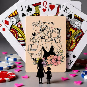 Best Mom Ever Mother and Children Floral Poker Cards