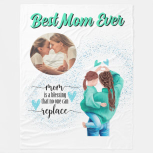 Best Mom Ever Mother and Daughter Custom Photo Fleece Blanket