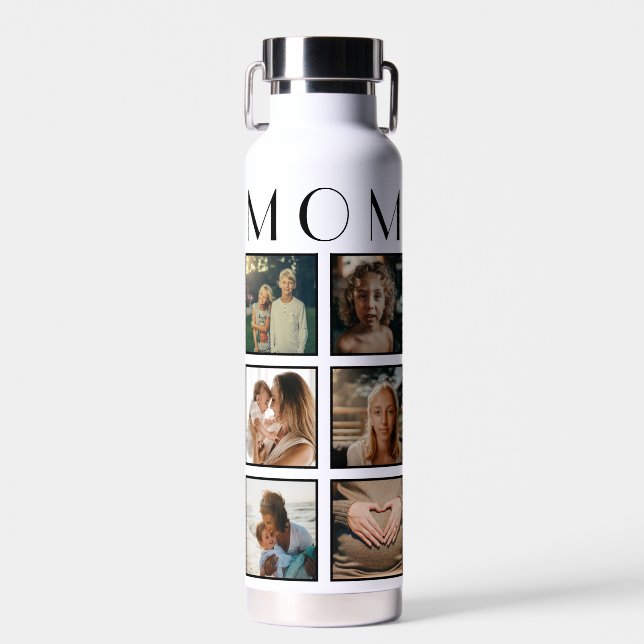 Best Mom Ever Mother’s Day Family 6 Photo Collage Water Bottle (Front)