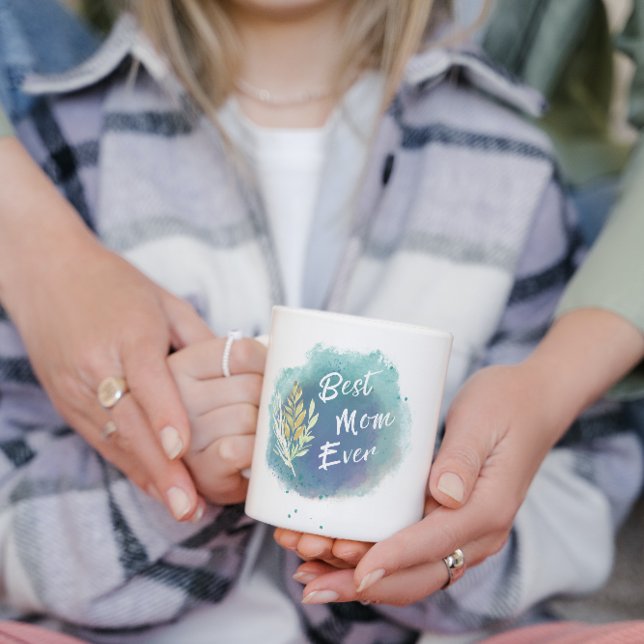 Best Mom Ever Mother Watercolor Floral Blue Mug (Creator Uploaded)