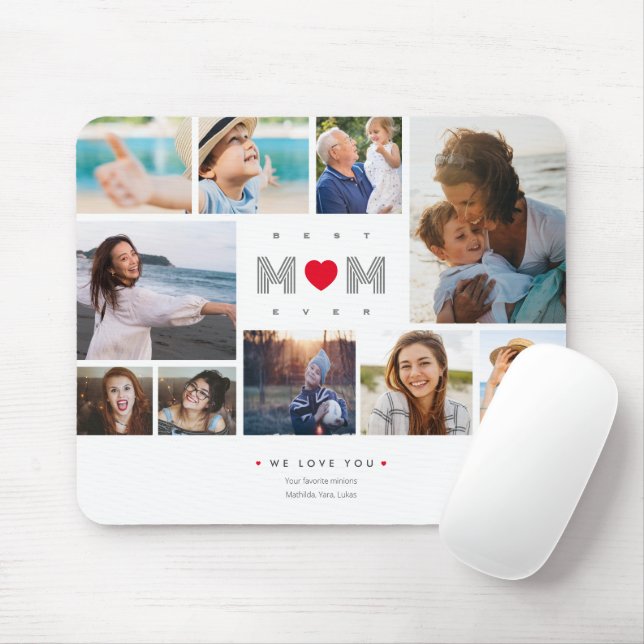 Best Mom Ever Mother's Day 10 Photo Collage Mouse Pad (With Mouse)