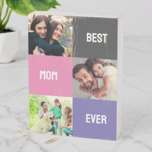 Best Mom Ever   Mother's Day 3 Photo Collage Wooden Box Sign